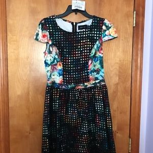 Mink Pink Secret Garden Cage Overlay Floral Dress